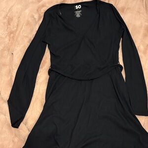 SO Women's Elegant Black Long Sleeve Dress